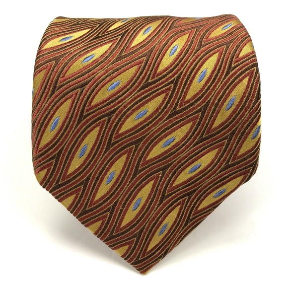 CHELSEA By Robert Talbott Geometric Brown Red Gold Blue Elegant Silk Necktie 60" - Picture 2 of 11